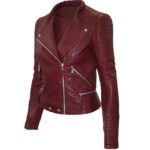 #37 CASACA/CHAQUETA DE CUERO JACKET BIKER COLOR VINO 2.0