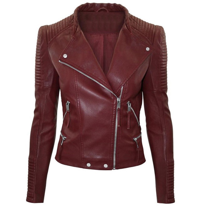 #37 CASACA/CHAQUETA DE CUERO JACKET BIKER COLOR VINO 2.0 - Image 3