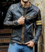 #88 CASACA/CHAQUETA DE CUERO JACKET VERDE PETROLIO VINTAGE
