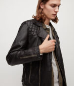 #117 CASACA DE CUERO /CHAQUETA MODERNO COCOS BIKER MODA