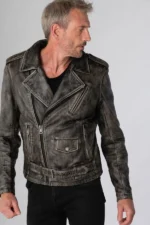 #118 CASACA DE CUERO /CHAQUETA JACKET BIKER VINTAGE COLOR