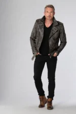 #118 CASACA DE CUERO /CHAQUETA JACKET BIKER VINTAGE COLOR - Image 4
