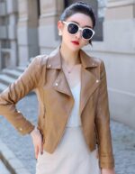 #107 CASACA DE CUERO /CHAQUETA JACKET BIKER BROCHE CINTURA