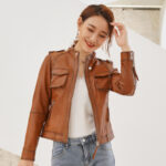 #92 CASACA DE CUERO /CHAQUETA JACKET CLASICA POCKETS WOMAN 2024