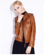 #93 CASACA DE CUERO /CHAQUETA JACKET POCKETS CAMELL WOMAN 2024