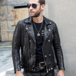 #136 CASACA DE CUERO /CHAQUETA JACKET BIKER SKIN BOTONES