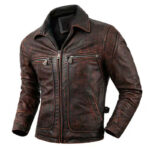 #127 CASACA DE CUERO /CHAQUETA JACKET VINTAGE  FOR MEN CUELLO ALTO