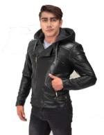 #137 CASACA DE CUERO /CHAQUETA JACKET BIKER SKIN CAPUCHA - Image 2