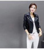 #83 CASACA DE CUERO /CHAQUETA JACKET BIKER NEGRA ELEGANTE 2024 - Image 9