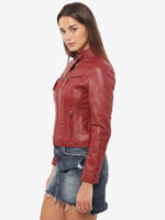 #103 CASACA DE CUERO /CHAQUETA JACKET CLASICA ROJO MUJER 2023 - Image 3