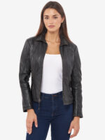 #104 CASACA DE CUERO /CHAQUETA JACKET CLASICA LOW MUJER 2024 - Image 5