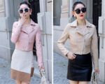 #108 CASACA DE CUERO /CHAQUETA JACKET BIKER BEIGE SKIN - Image 3