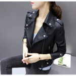 #83 CASACA DE CUERO /CHAQUETA JACKET BIKER NEGRA ELEGANTE 2024