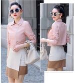 #108 CASACA DE CUERO /CHAQUETA JACKET BIKER BEIGE SKIN - Image 6