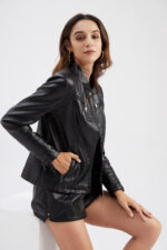 #89 CASACA DE CUERO /CHAQUETA JACKETSHOULDER STRIPES WOMAN - Image 2