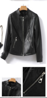 #97 CASACA DE CUERO /CHAQUETA JACKET CUT SEMI BOMBER WOMAN - Image 7