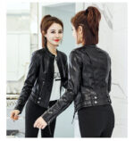 #106 CASACA DE CUERO /CHAQUETA JACKET CLASICA CIERRE PLATEADO - Image 3